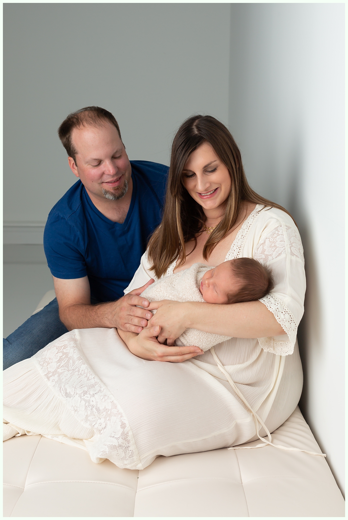 parents and newborn baby boy in NJ photography studio
